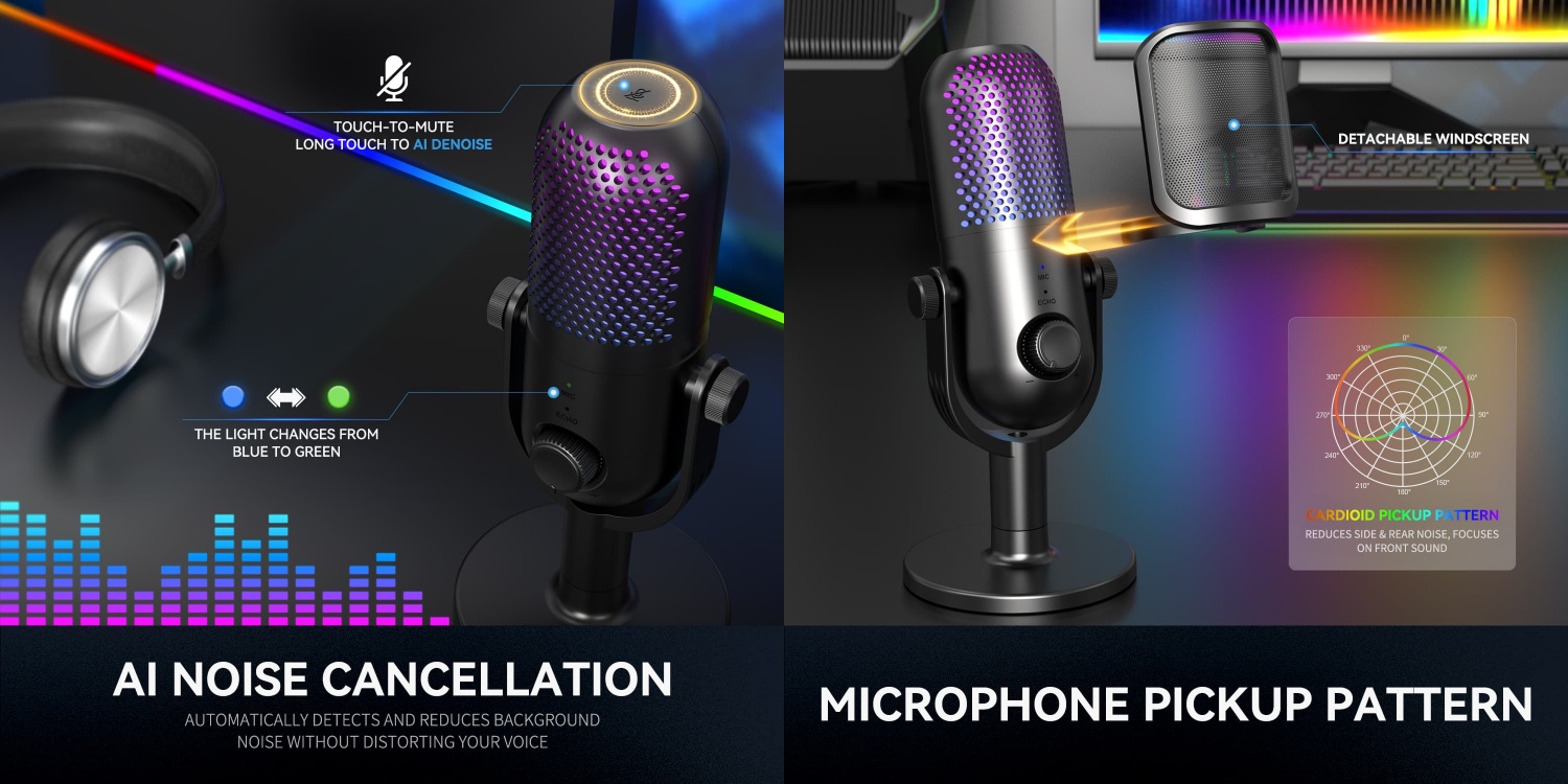 RGB-Lit USB-XLR Dynamic Microphone for Streaming