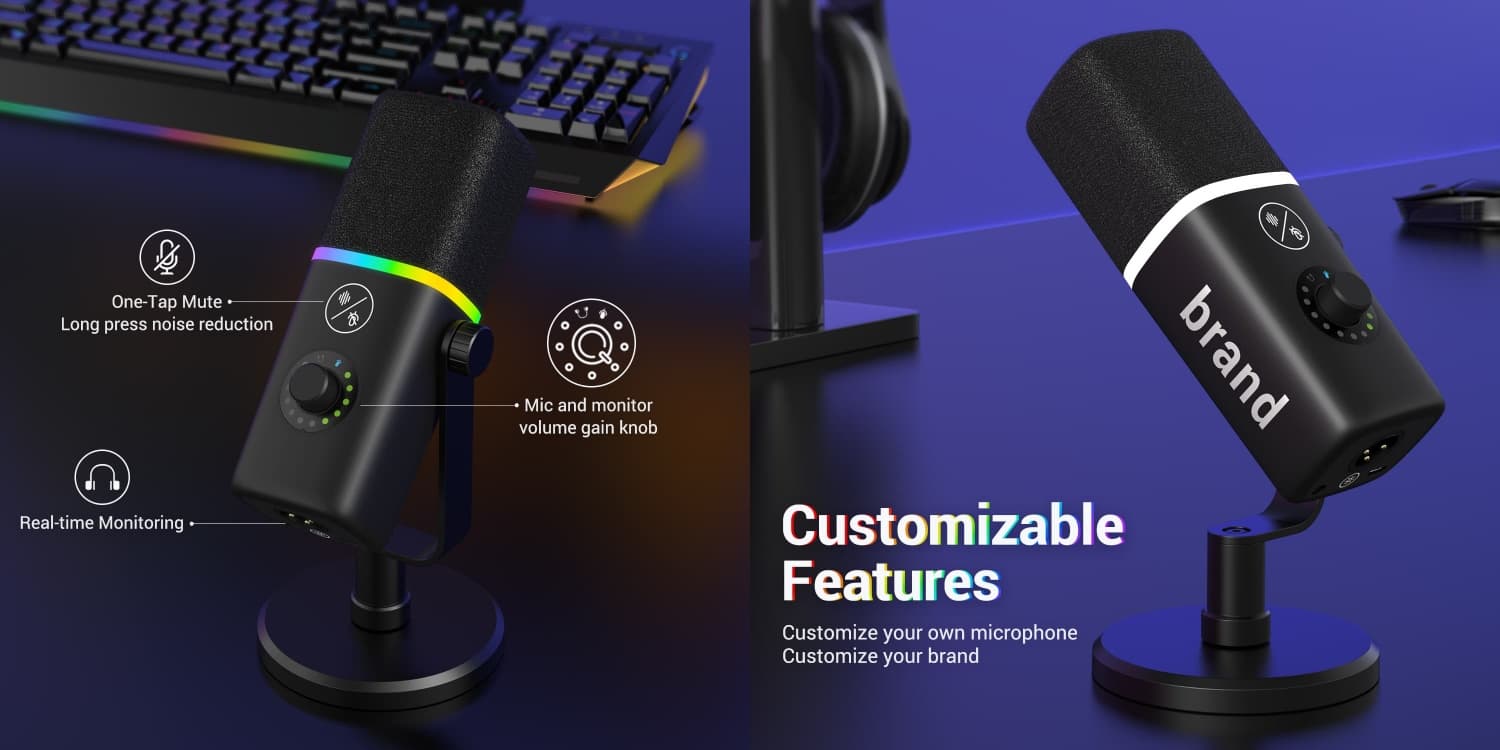 Plug-and-Play USB RGB Condenser Microphone