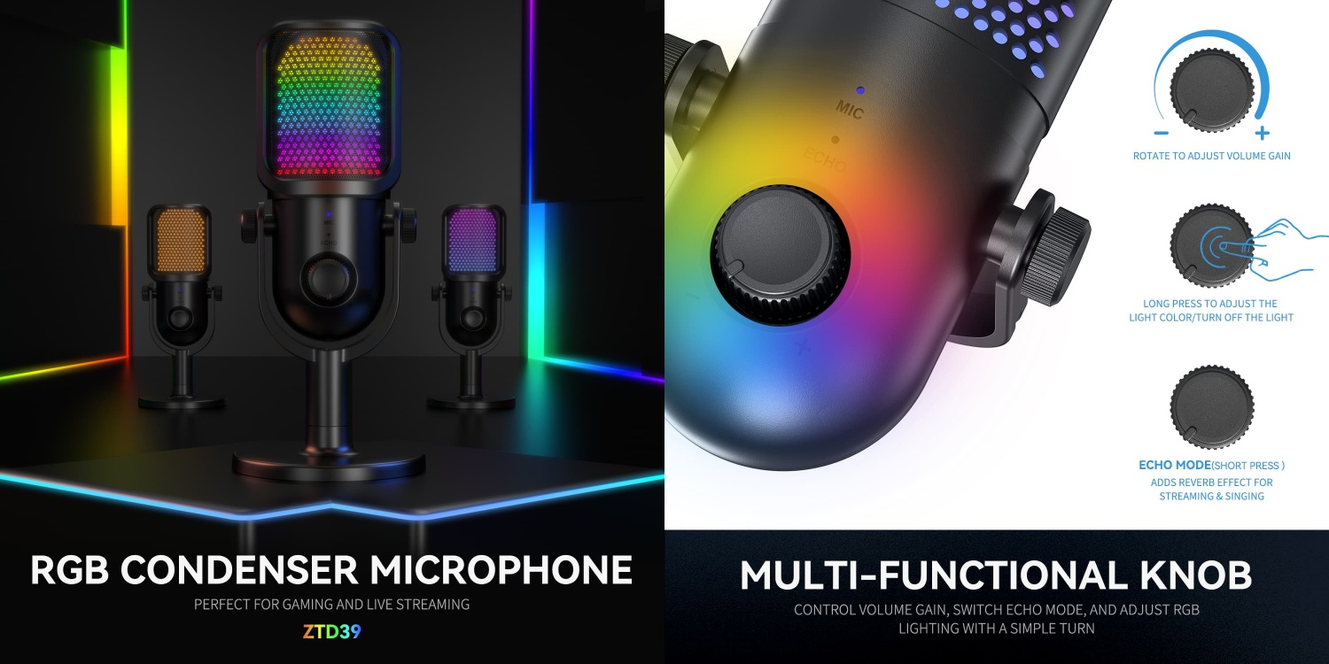 RGB-Lit USB-XLR Dynamic Microphone for Streaming